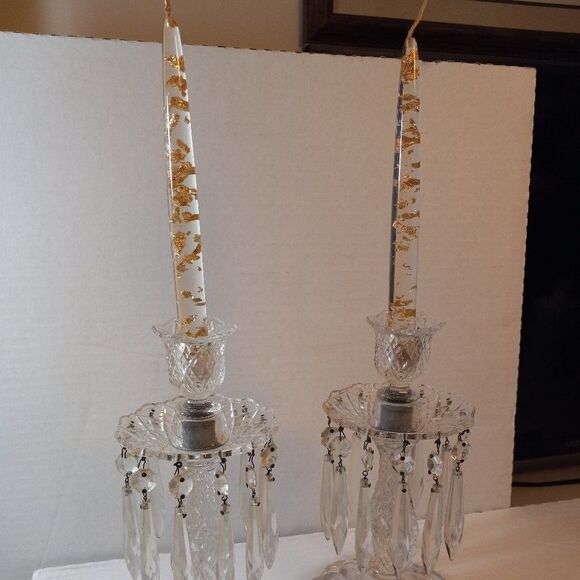 Vintage Candelabra/Prisms/Lucite Candles  - Picture 2 of 11